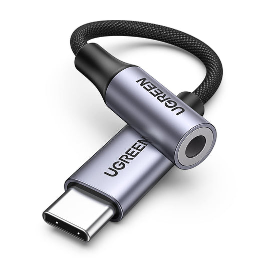 UGREEN USB C to 3.5mm Audio Adapter Type C to Headphone Aux Jack Dongle 24bit/96kHz HiFi DAC Cable Cord Compatible with iPhone 17 16 Pro Max/16 Plus, iPad, Galaxy S25 S26 Ultra, Pixel 10 Grey
