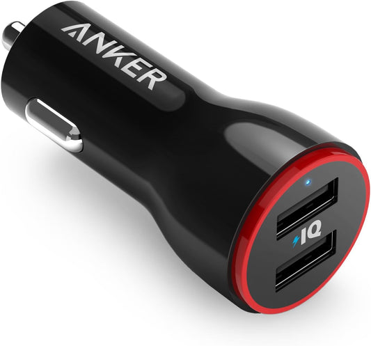 Anker Car Charger Adapter, 24W Dual USB Car Phone Charger, PowerDrive 2 for iPhone 14 13 12 11 Pro Max mini X XR XS 8 Plus, iPad Pro/Air 2/mini, Note 5/4, LG, Nexus, HTC and More