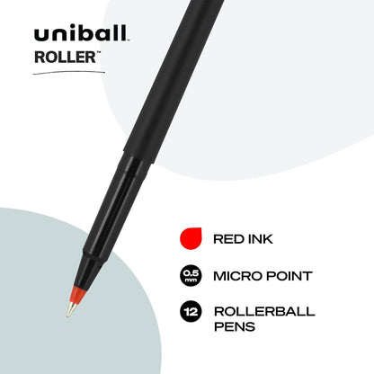 uniball Roller Rollerball Pens, Micro Point (0.5mm), Red
