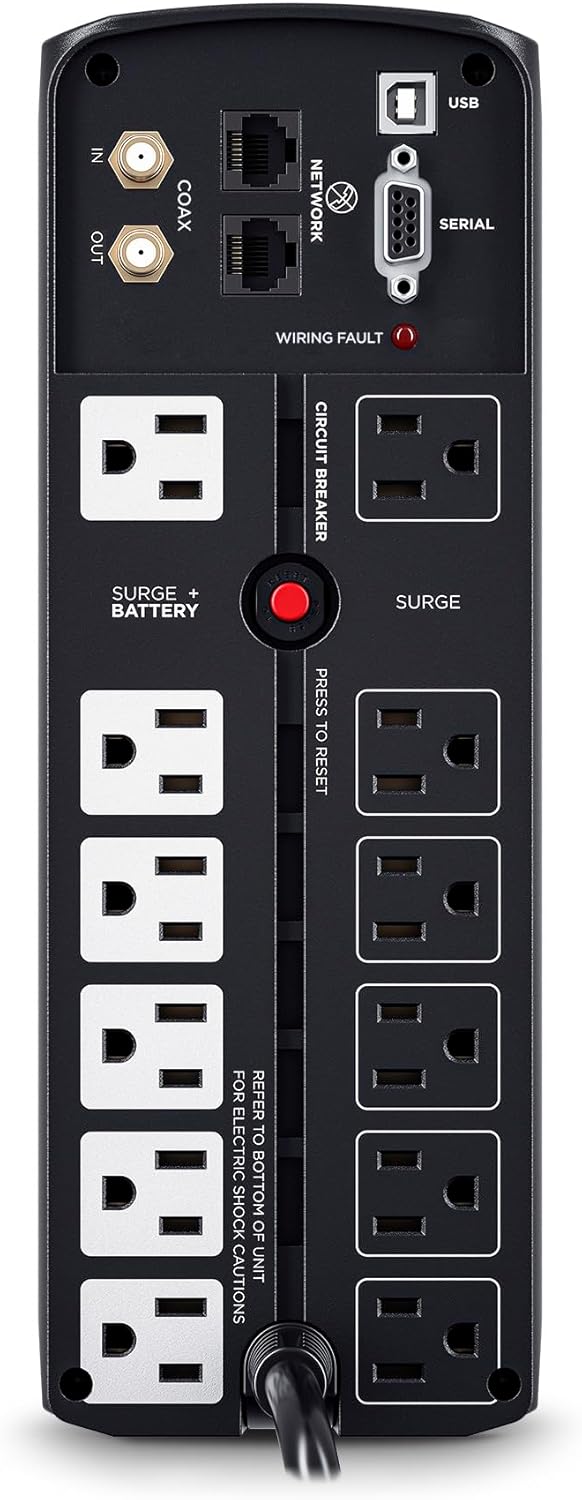 CyberPower CP1500AVRLCD Intelligent LCD UPS Battery Backup and Surge Protector, 1500VA/900W, 12 Outlets, AVR, Mini-Tower, UL Certified