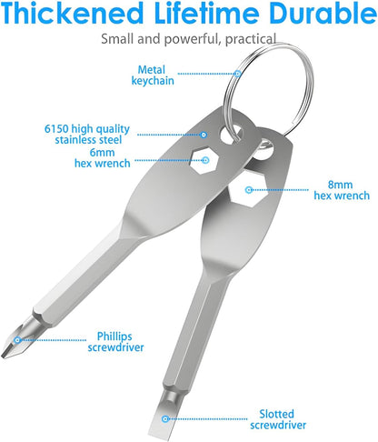 Gifts for men, Father's Day gifts 4-in-1 Pocket Screwdriver Keychain Tools, Mens for Dad Husband Boyfriends Cool Gadgets (Upgraded Style - White)