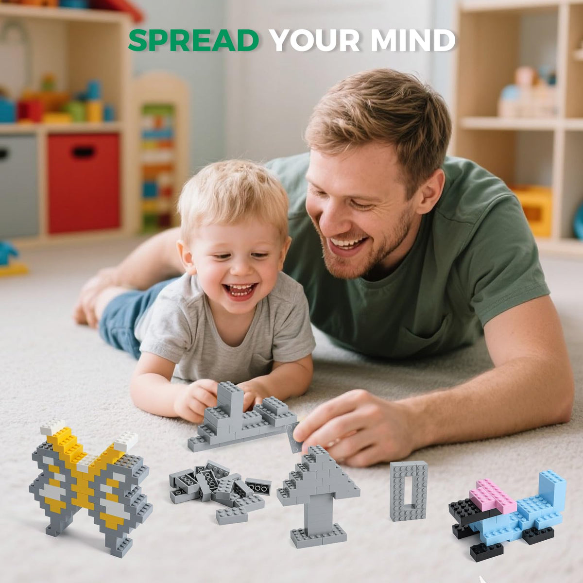 HUIZDQ 1500 Pieces Building Bricks, Classic Bulk Small Blocks, Classic Bricks Set Basic Building Blocks Compatible with All Major Brands