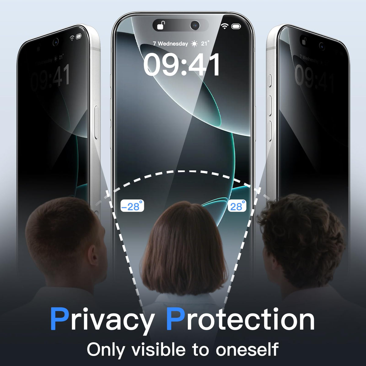 JETech Privacy Screen Protector for iPhone 15 6.1-Inch, Anti-Spy Tempered Glass Film with Easy Installation Tool, 2-Pack