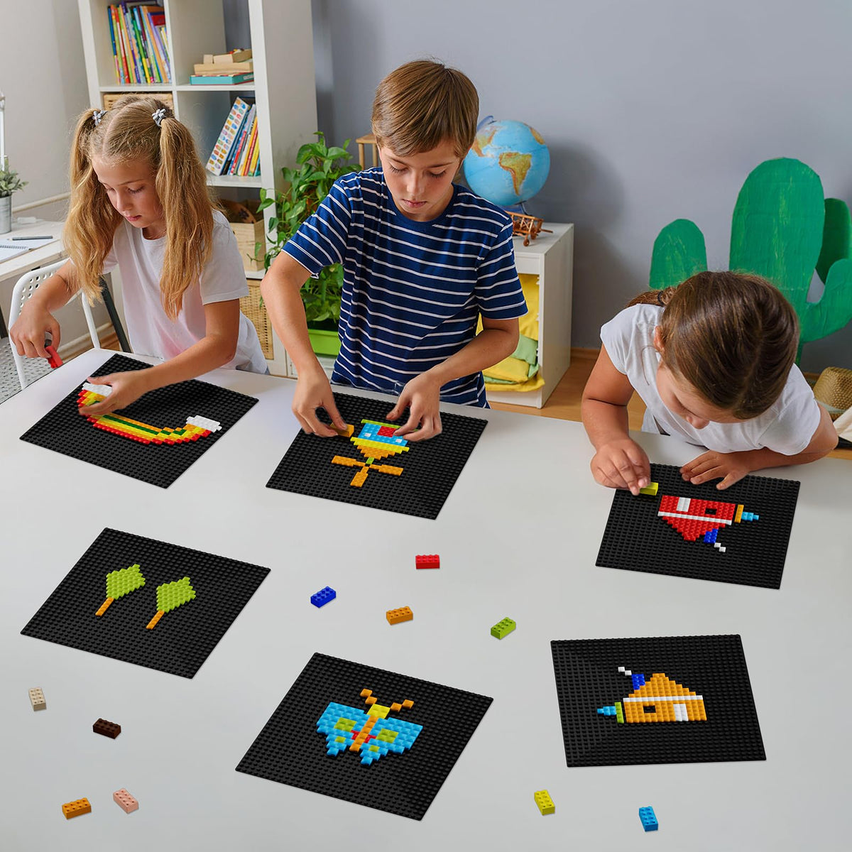 Pokiiulk Classic Gray Baseplates, 32x32 Studs Square Base Plates for Play or Display Bricks Creations, Compatible with Classic Legos, 10" x 10", Pack of 2, Perfect for City Streets, Castle, Mountains