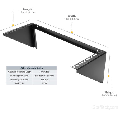 StarTech.com 2U Vertical Wall Mount Patch Panel Bracket - Steel Rack Mount Bracket w/Hardware for 19" Network, Server and Data Equipment , TAA (RK219WALLV)