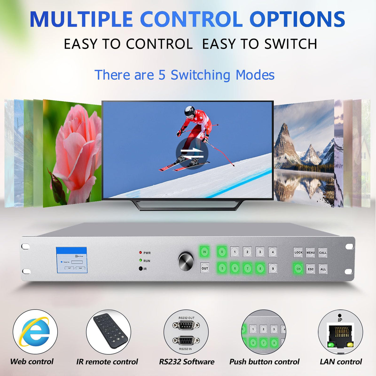 ICUIXIAN 16x16 HDMI Matrix Switch 4K@30Hz with Web GUI+LAN Port+Rs232 Control, Rack Mount HDMI Matrix 16x16 Support EDID, HDCP, Backlit Button, LED Screen Display (16 hdmi switcher 1x16 Splitter)