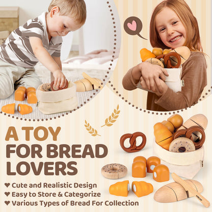 Wooden Play Food for Kids Kitchen Cutting Fruits Toys for Toddlers Pretend Vegetables Gift for Boys Girls Educational Toys