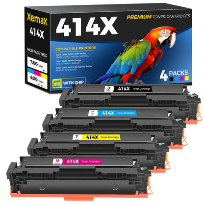 414A Toner Cartridges 4 Pack Compatible for HP 414A W2020A 414X W2020X Toner Compatible for HP Color Laser Jet Pro M454 M454dn M454dw MFP M479 M479w M479dn M479fdw Enterprise M455dn MFP M480f Printers