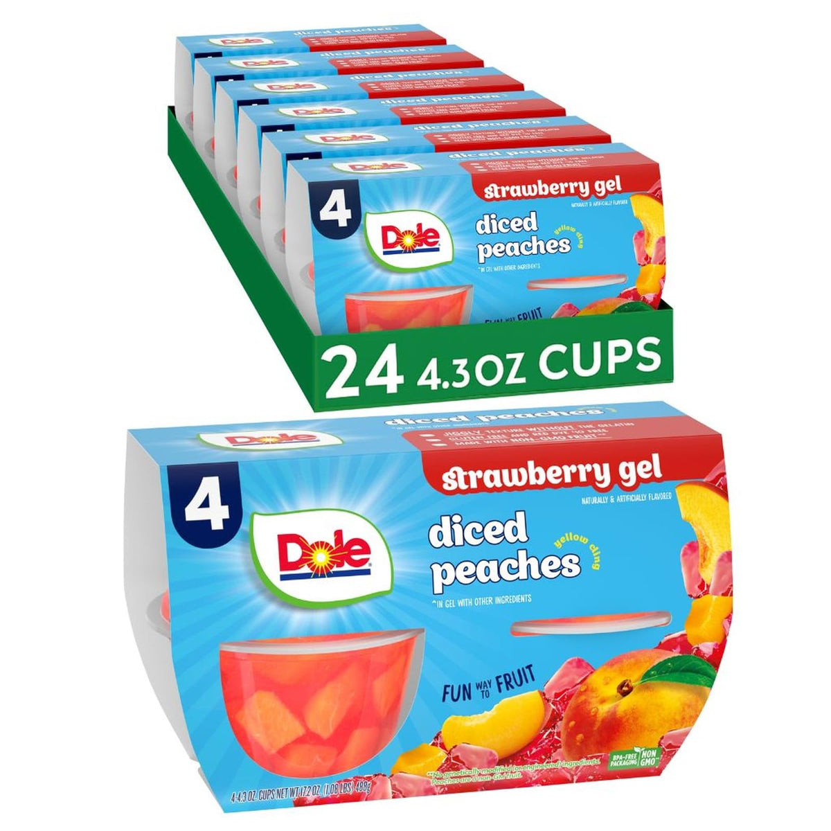 Dole Fruit Bowls Mixed Fruit in Cherry Flavored Gel Snacks, 4.3oz 24 Total Cups, Gluten & Dairy Free, Bulk Lunch Snacks for Kids & Adults