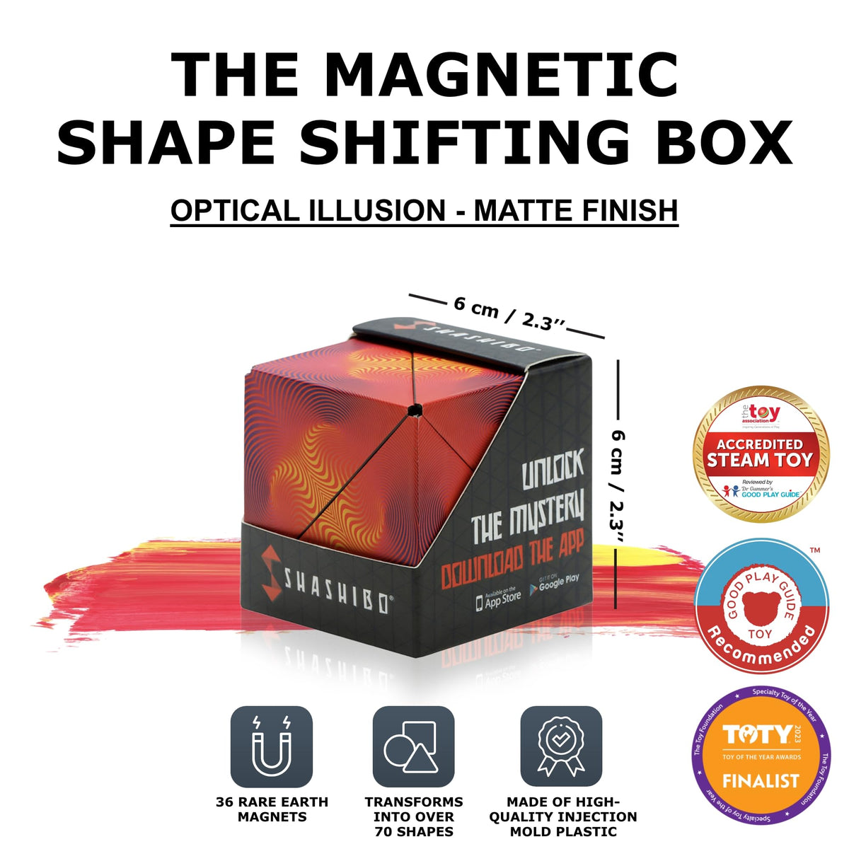 Shashibo Shape Shifting Box - Award-Winning STEM Fidget Toy with Ultra Strong Magnets - Puzzle Cube Transforms Into 100+ Shapes, Perfect Sensory Gift for Kids, Teens, and Adults (Spaced Out)