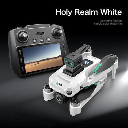 Drones with Camera for Adults 4K, GPS UHD Drone, 5G Remote Controller with Screen, One Key Return, Dual Camere, 3rd Gear Speed, Optical Flow Mode and Obstacle Avoidance, Drone for Beginners (White)