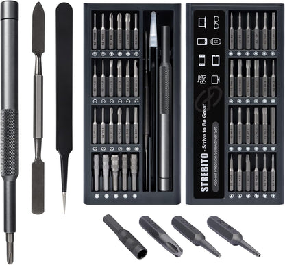 STREBITO Micro Screwdriver Set 50 in 1 Precision Screwdriver Set, S2 Steel Multi Bit Mini Repair Kit for Electronics, Computer, Phone, Laptop, Glass, Watch, Switch, Game Controller