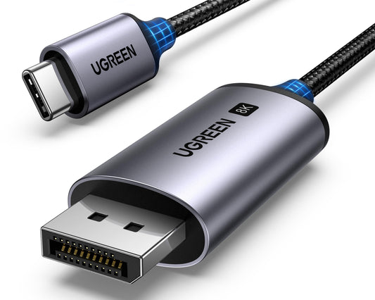 UGREEN USB C to DisplayPort 1.4 Cable 8K@60Hz 4K@240Hz Unidirectional Thunderbolt 4/3 to DisplayPort Cord USB C to DP 32.4Gbps Compatible iPhone 17, MacBook Pro/Air, iPad, Mac Mini, Galaxy, XPS, 6.6FT