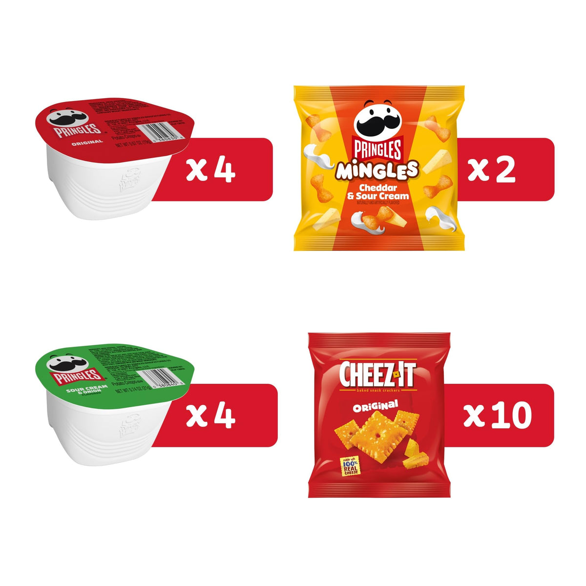 Kellogg's Cheez-It, Pringles & Rice Krispies Treats Snacks Mega Variety Pack, 30.1oz Box (30 Count)