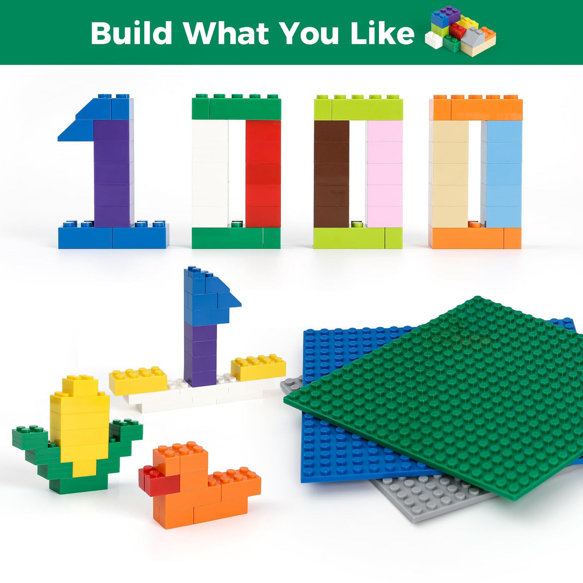 HUIZDQ 1500 Pieces Building Bricks, Classic Bulk Small Blocks, Classic Bricks Set Basic Building Blocks Compatible with All Major Brands