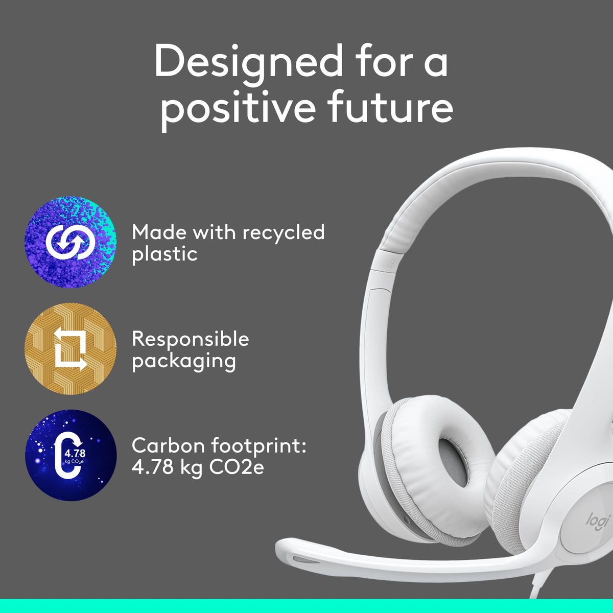 Logitech H390 Wired Headset for PC/Laptop, Stereo Headphones with Noise Cancelling Microphone, USB-A, in-Line Controls, Works with Chromebook - Black