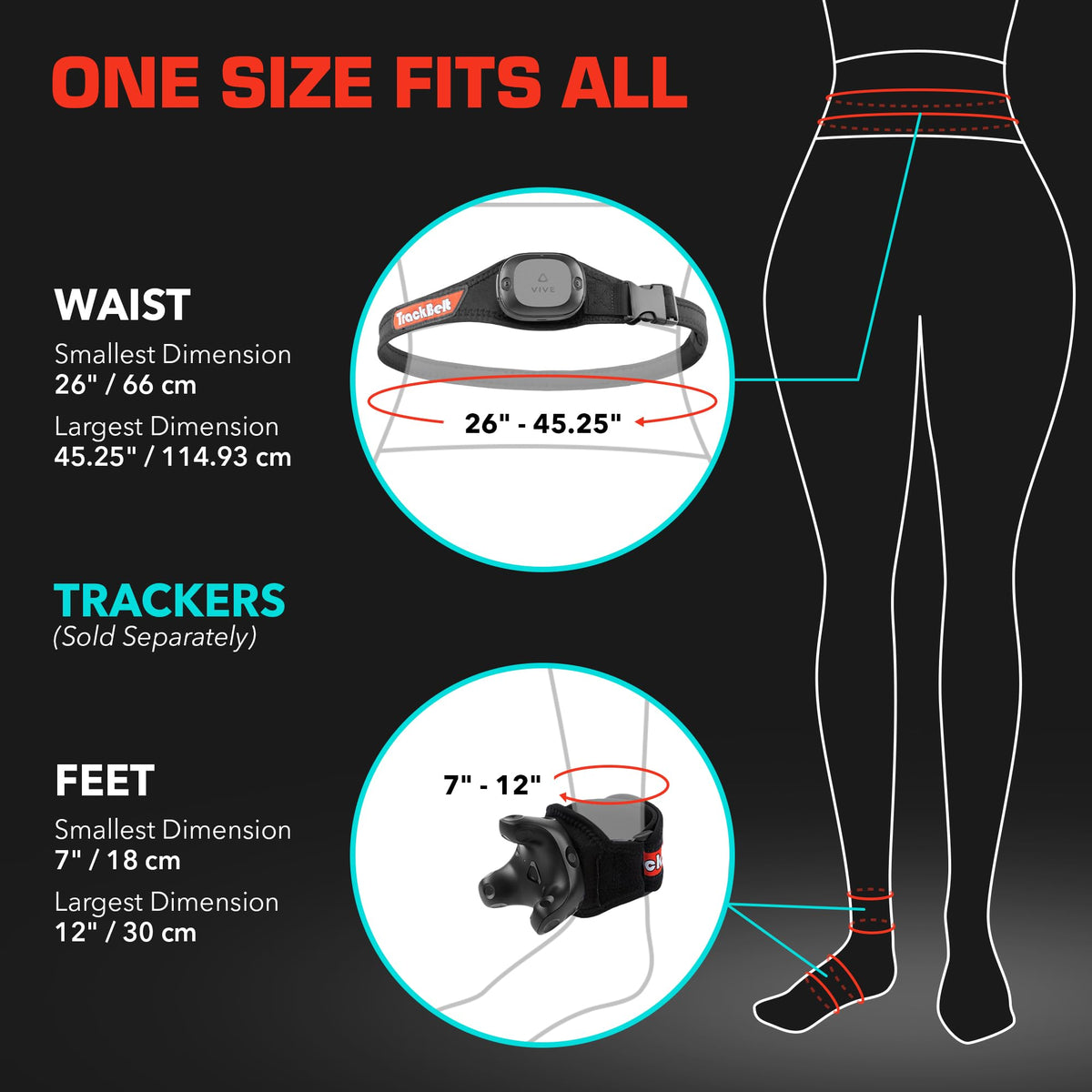 Rebuff Reality Trackstraps for Vive Tracker - Adjustable VR Full Body Tracking Straps, VR Chat Motion Capture, Compatible with Vive Tracker 3.0 2.0 Ultimate, Tundra, (Tracker Sold Separately) Black