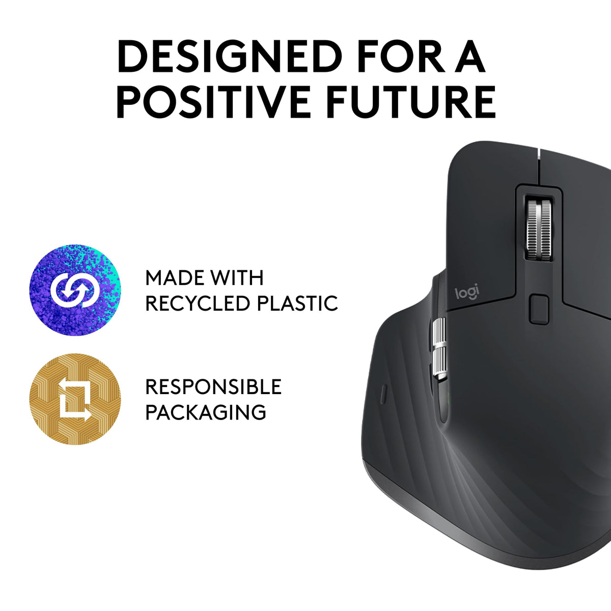 Logitech MX Master 3S Wireless Mouse Standard Edition with Logi Bolt USB Receiver, Ultra-Fast Scrolling, Ergo, 8K DPI, Track on Glass, Quiet Clicks, USB-C, Bluetooth, Windows, Linux, Chrome - Graphite