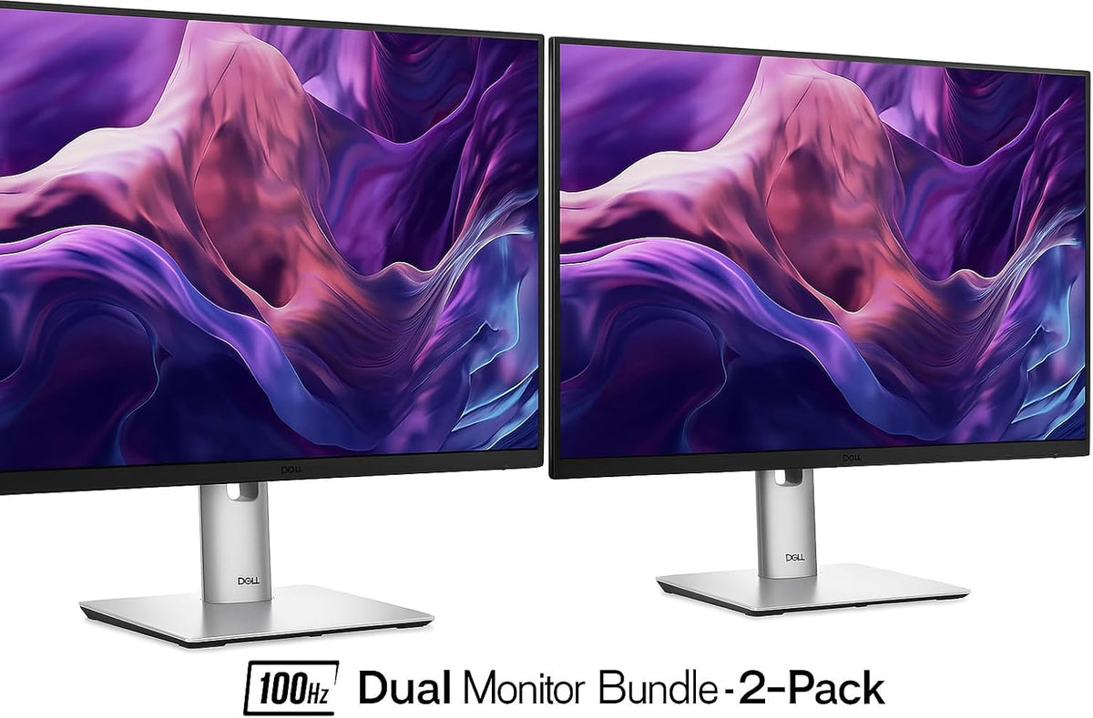 Dell P2425H 24 Inch Monitor 2-Pack – Full HD 1080p IPS Display, 100Hz, Comfortview Plus, USB-C Hub, HDMI/DP/VGA – Height Adjustable Ergonomic Stand, Eye Care, Dual Monitor Bundle for Home & Office