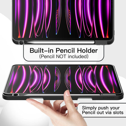 JETech Case for iPad Pro 11 Inch 2022/2021/2020 Model (4th/3rd/2nd Generation), with Pencil Holder, Support 2nd Pencil Charging, Slim Tablet Cover with Soft TPU Back, Auto Wake/Sleep (Black)