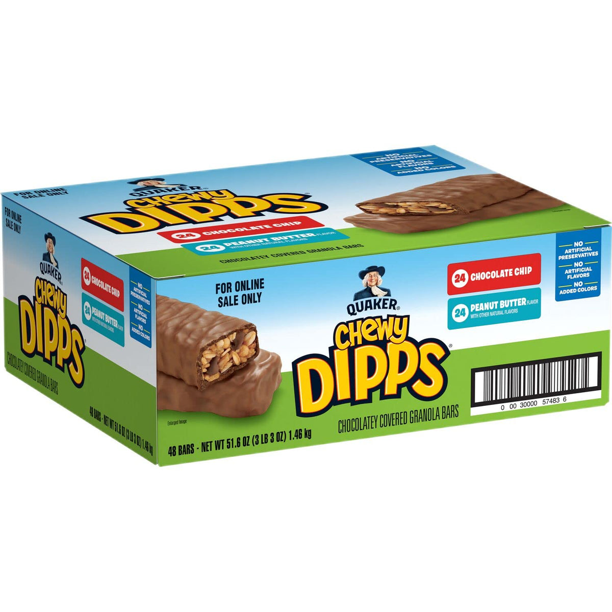 Quaker Chewy Granola Bars, Chewy & Dipps Variety Pack, 58 Count