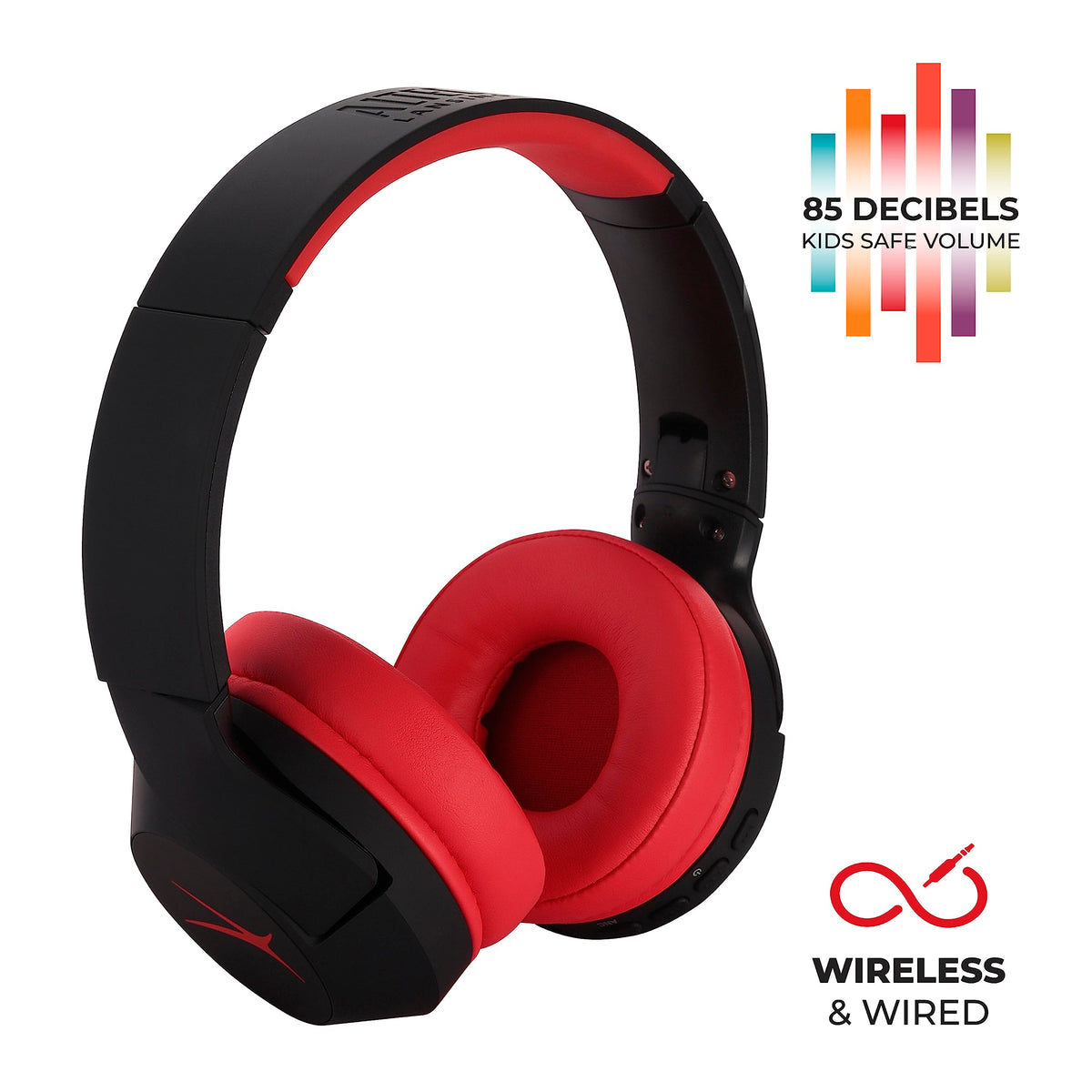 Altec Lansing Kid Safe Noise Cancelling Wireless Headphones 15H Battery, 85dB Volume Limit, Foldable Design Powerful Sound, Active Noise Cancellation Perfect for Kids Ages 7+ (Whiteout Pop Pink)