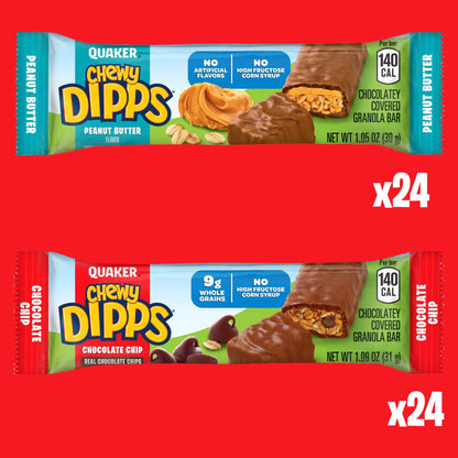 Quaker Chewy Granola Bars, Chewy & Dipps Variety Pack, 58 Count