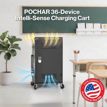 POCHAR 30 Devices Open Laptop Charging Cart for iPads, Tablets - Laptop & Tablet Storage Carts for Classroom, Office - Chromebook Charging Station Cart with Cable Management & Surge Protection