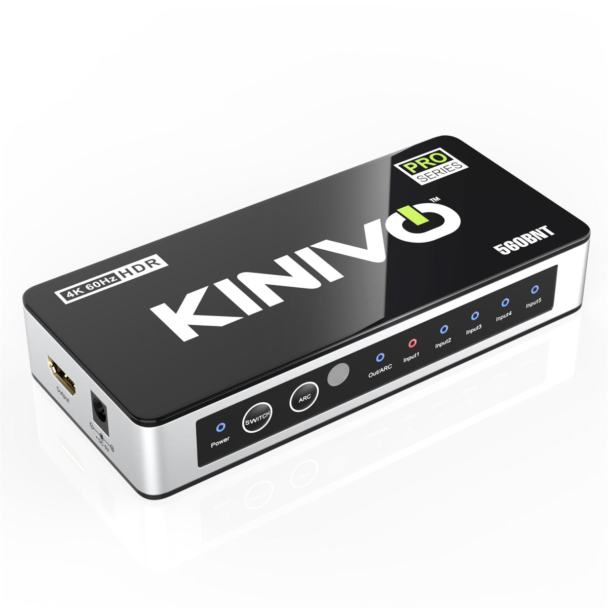 Kinivo HDMI Switch 5 in 1 Out 4K 60Hz (HDR 10, High Speed 18Gbps, IR Remote, HDCP2.2, Dolby Vision, VRR) - 550BN Switcher Compatible with Roku, PS5, Xbox, Apple TV, Nintendo Switch 2, Cable Box