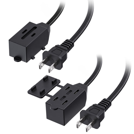 [ETL Listed] Cable Matters 2-Pack 16 AWG 2 Prong Extension Cord 6 ft, 13A 3-Outlet Extension Cords with Tamper Guard, 13 Amp, 1625 Watts, White