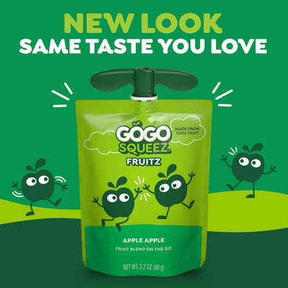GoGo squeeZ Applesauce and Fruit Puree, Apple Banana, 3.2 oz (Pack of 48), Unsweetened Fruit Snacks for Kids, Gluten Free, Nut Free and Dairy Free, BPA Free Pouches (Packaging May Vary)