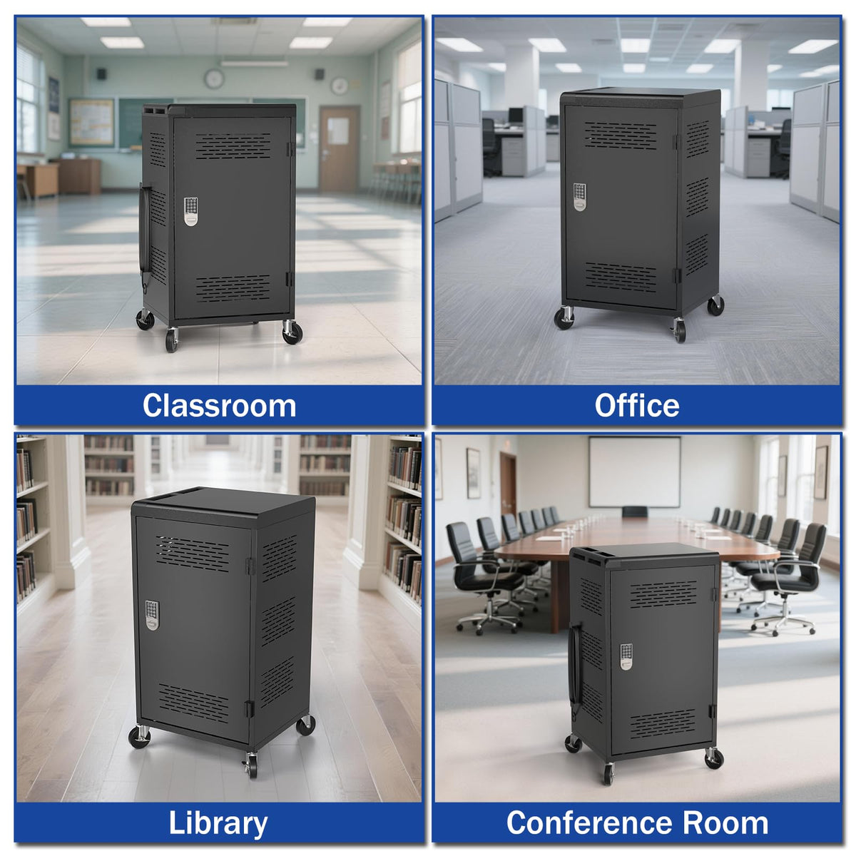 POCHAR 30 Devices Open Laptop Charging Cart for iPads, Tablets - Laptop & Tablet Storage Carts for Classroom, Office - Chromebook Charging Station Cart with Cable Management & Surge Protection
