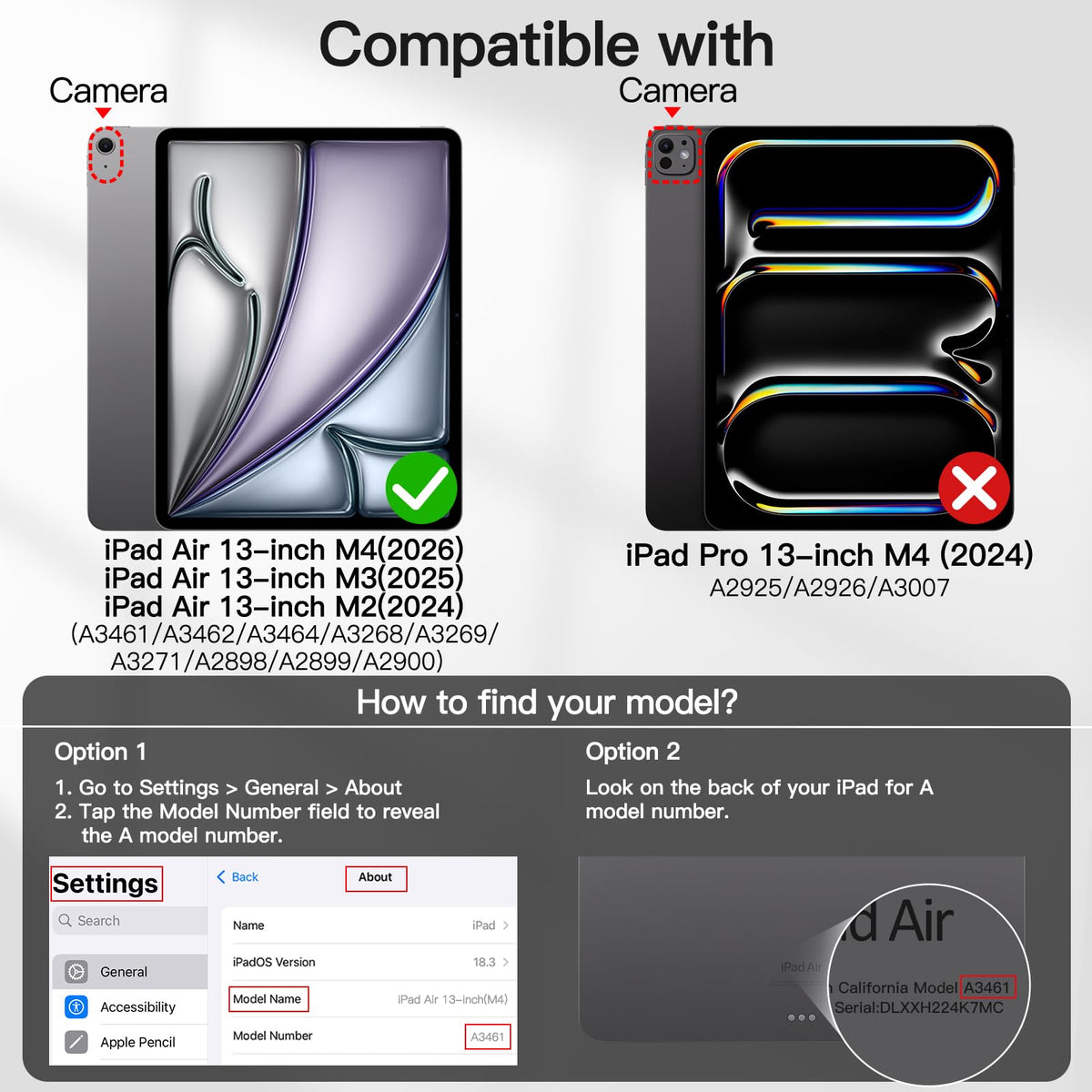 JETech Case for iPad Air 13-Inch M4/M3/M2 (2026/2025/2024) with Pencil Holder, Slim Folio Stand Protective Tablet Cover, Multi-Angle Viewing, Auto Wake/Sleep (Black)