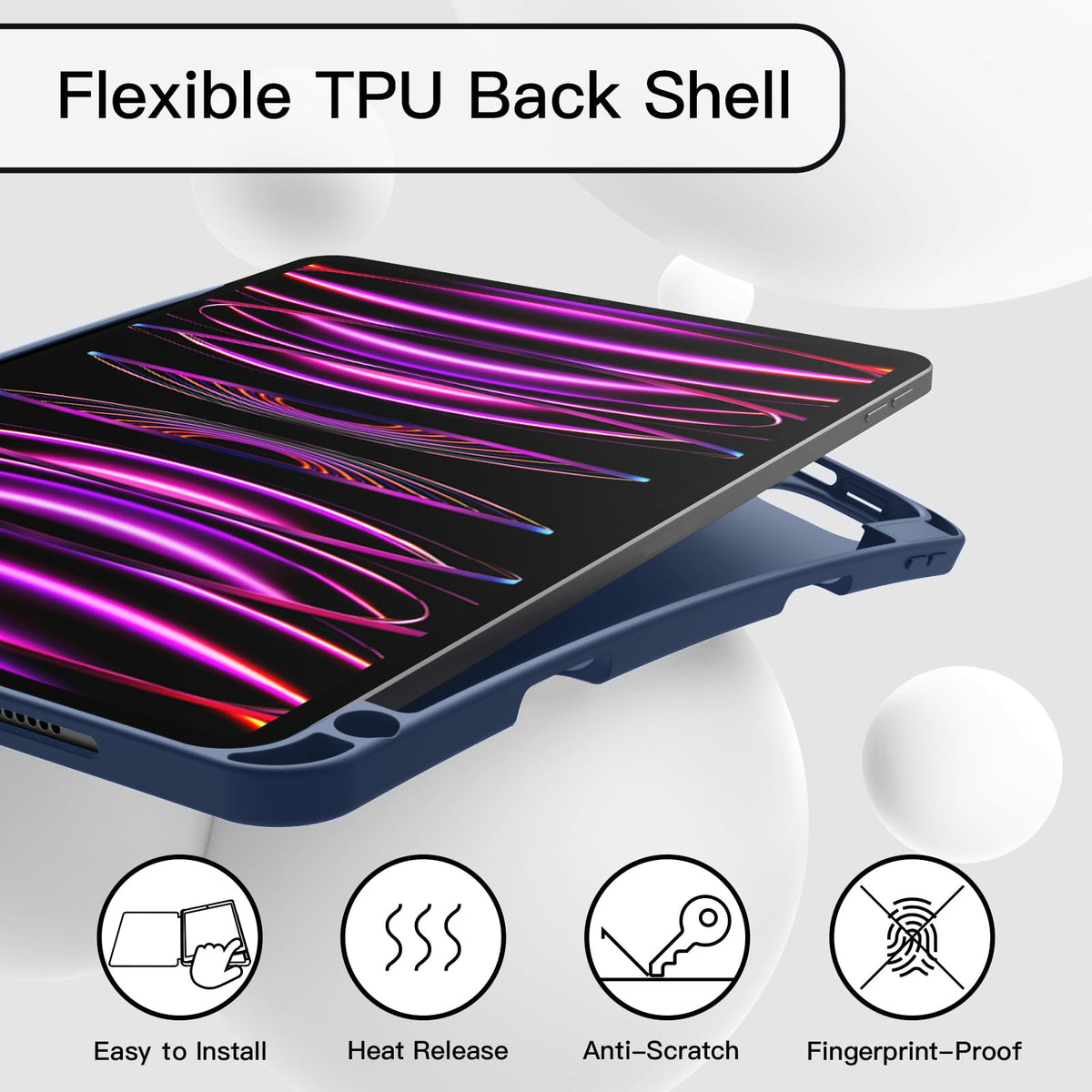 JETech Case for iPad Pro 11 Inch 2022/2021/2020 Model (4th/3rd/2nd Generation), with Pencil Holder, Support 2nd Pencil Charging, Slim Tablet Cover with Soft TPU Back, Auto Wake/Sleep (Black)
