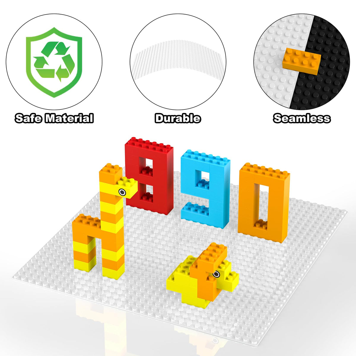 Pokiiulk Classic Gray Baseplates, 32x32 Studs Square Base Plates for Play or Display Bricks Creations, Compatible with Classic Legos, 10" x 10", Pack of 2, Perfect for City Streets, Castle, Mountains