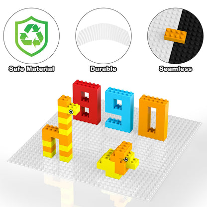 Pokiiulk Classic Gray Baseplates, 32x32 Studs Square Base Plates for Play or Display Bricks Creations, Compatible with Classic Legos, 10" x 10", Pack of 2, Perfect for City Streets, Castle, Mountains