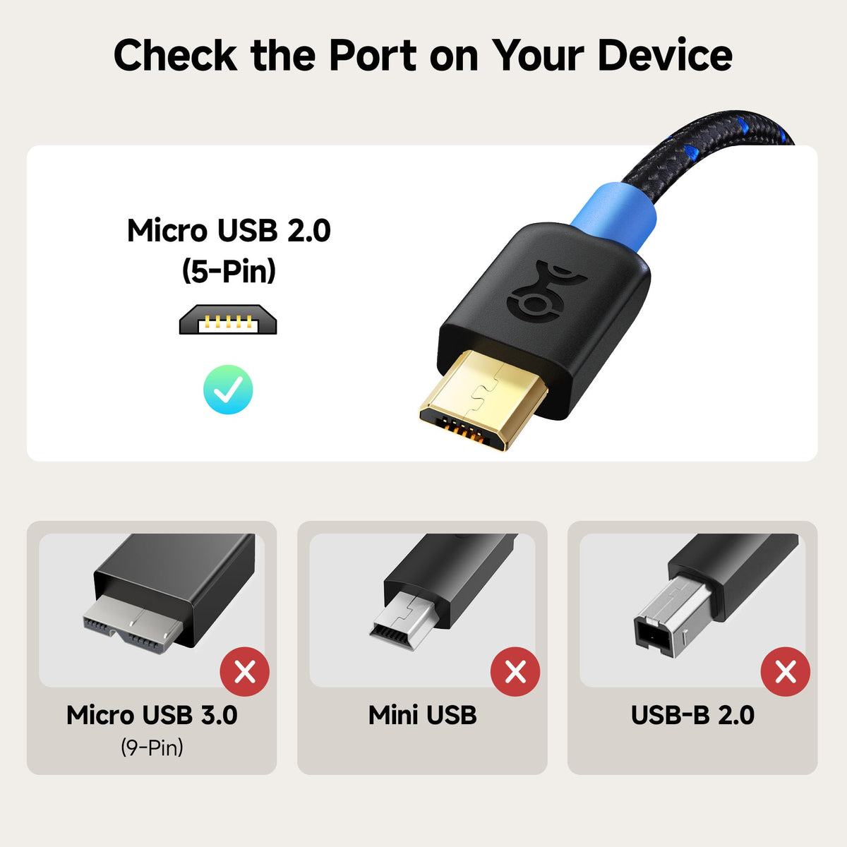 Cable Matters Braided USB C to Micro USB Cable - 3.3ft, [3A/15W Charging, 480Mbps Data] MicroUSB to USBC Cable, Micro-B 2.0 Cord for Game Controller, Camera, GPS, Dash Cam, and More, Black