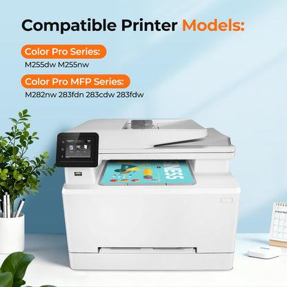 206A Toner Cartridges with Chip Compatible for HP 206A 206X W2110A W2110X for Color LaserJet Pro MFP M283fdw M283cdw M283fdn M282nw Pro M255dw M255nw M283 M255 Printer High Yield 4 Pack