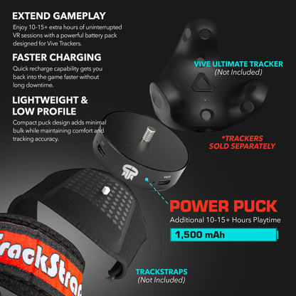 Rebuff Reality Trackstraps for Vive Tracker - Adjustable VR Full Body Tracking Straps, VR Chat Motion Capture, Compatible with Vive Tracker 3.0 2.0 Ultimate, Tundra, (Tracker Sold Separately) Black