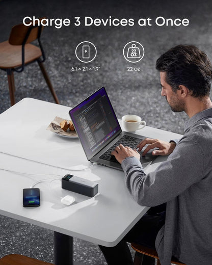 Anker 737 Power Bank, 140W Max 3-Port Laptop Portable Charger, 24,000mAh, Smart Display, Compatible with iPhone 16 / 15 / 14 Series, Vision Pro, Samsung, MacBook, and More