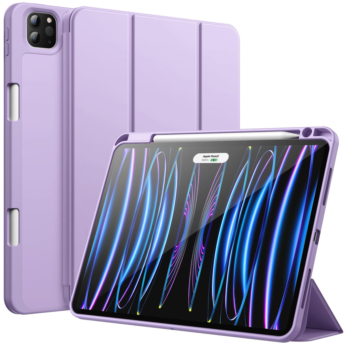 JETech Case for iPad Pro 11 Inch 2022/2021/2020 Model (4th/3rd/2nd Generation), with Pencil Holder, Support 2nd Pencil Charging, Slim Tablet Cover with Soft TPU Back, Auto Wake/Sleep (Black)
