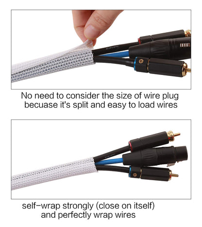 Alex Tech 10ft - 1/2 inch Cord Protector Wire Loom Tubing Cable Sleeve Split Sleeving For USB Cable Power Cord Audio Video Cable – Protect Cat From Chewing - Black