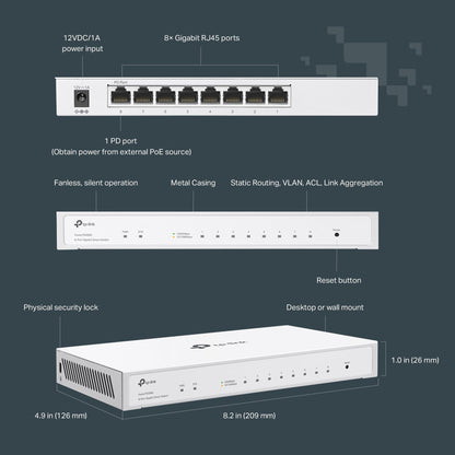 TP-Link TL-SG108S 8 Port Gigabit Ethernet Switch | Desktop/Wall-Mount | Plug & Play | Fanless | Sturdy Metal | 3 Year Manufacturer Warranty | 802.1p/DSCP QoS & IGMP Snooping | Compact Design