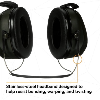 3M PELTOR Hearing Protection Optime 101 Earmuffs, Over the Head, H7A, 25 dB NRR, Adjustable Earcups, E-A-Rfit Compatible, Stainless Steel, Pack of 1, Black/Red