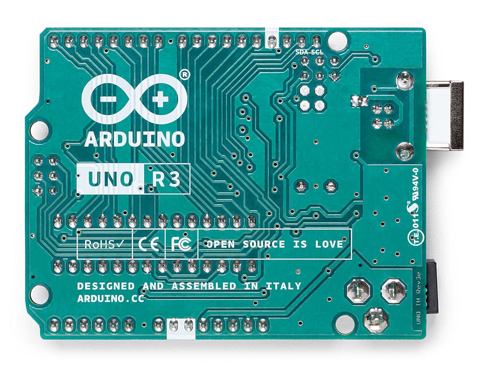 Arduino Uno REV3 [A000066] - ATmega328P Microcontroller, 16MHz, 14 Digital I/O Pins, 6 Analog Inputs, 32KB Flash, USB Connectivity, Compatible with Arduino IDE for DIY Projects and Prototyping