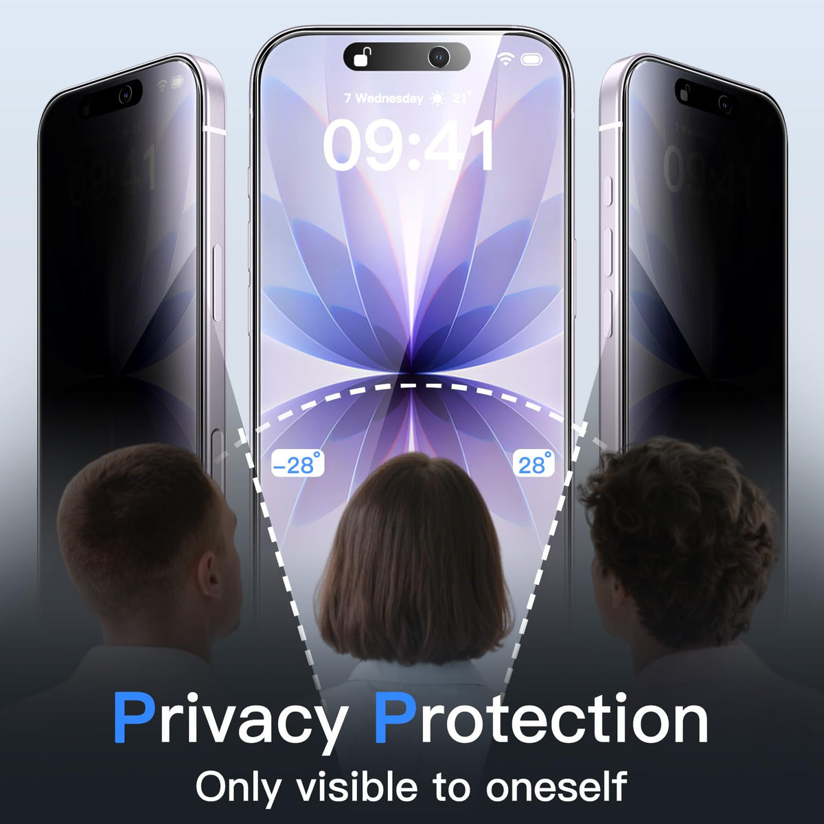 JETech Privacy Screen Protector for iPhone 15 6.1-Inch, Anti-Spy Tempered Glass Film with Easy Installation Tool, 2-Pack