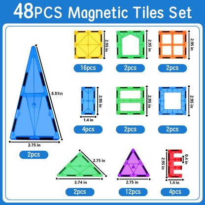 Magnetic Tiles Toddler Building Blocks Toys, Magnet Montessori Kids Toys for 3+ Year Old Boys and Girls, Preschool Learning Sensory STEM Education Gift Games, Birthday Gifts Idea for Kids Toddlers.