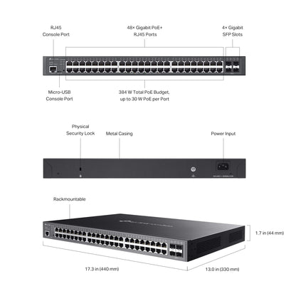 TP-Link TL-SG2210MP | Jetstream 10 Port Gigabit Smart Managed PoE switch | 8 PoE+ Ports @ 150W, 2 SFP Slots | Omada SDN Integrated | PoE Recovery | IPv6 | Static Routing | Limited Lifetime Protection