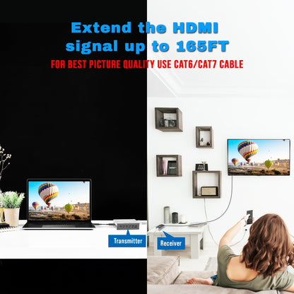 J-Tech Digital HDMI Extender over cat5e/6 1080P@200ft HDMI Balun Over Single Ethernet Supports EDID Copy Compatible with Dolby Digital DTS