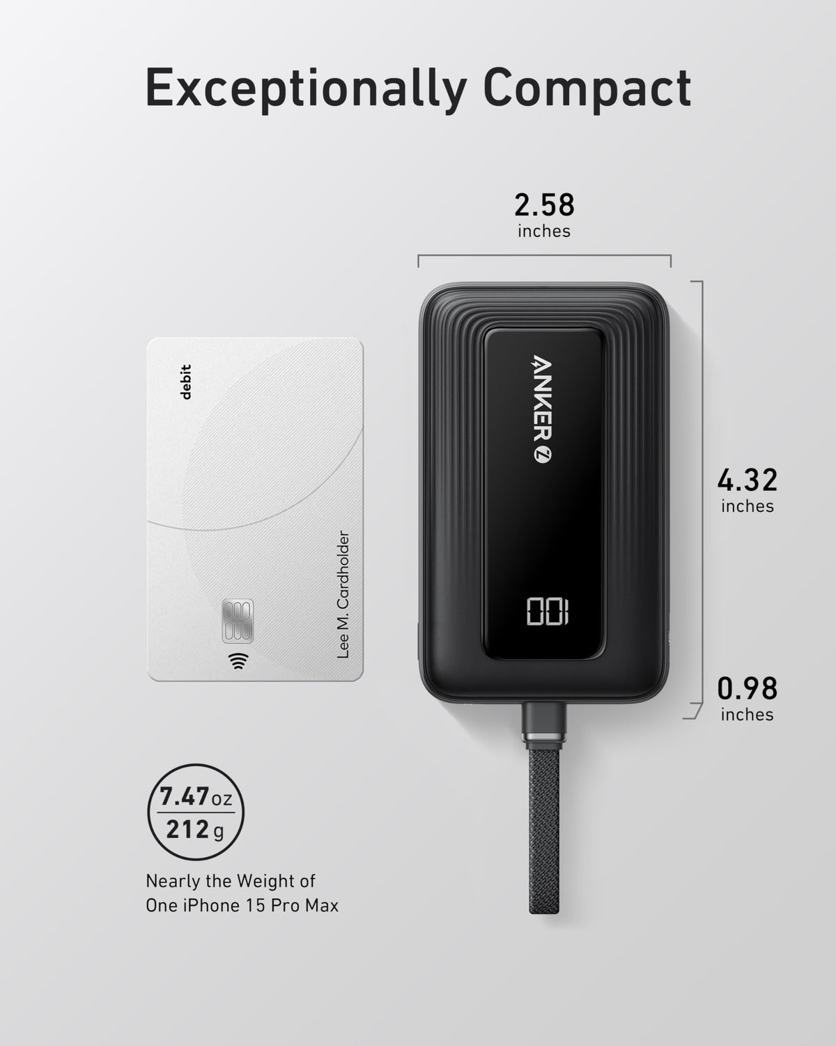 Anker Zolo Power Bank (2025 Upgraded Version), 20,000mAh 30W High-Speed Portable Charger with Built-in USB-C Cable, Battery Pack for iPhone 17/16 / 15 Series, Galaxy, and More
